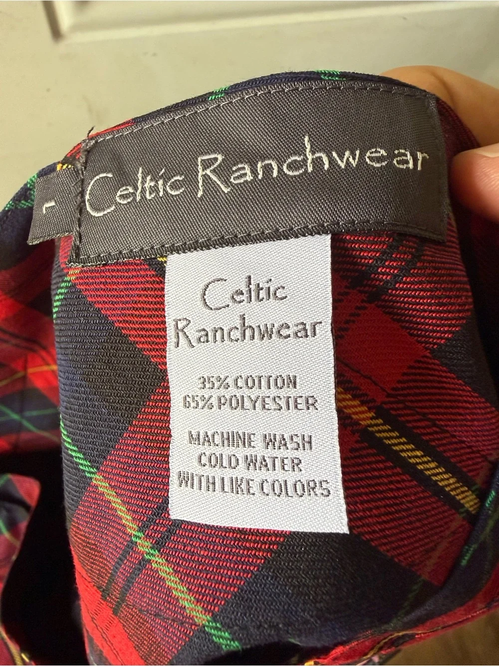 Celtic Ranchwear woman’s red plaid tartan wrap skirt